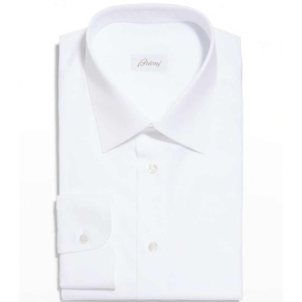 Brioni Wardrobe Essential White Dress Shirt Handmade in Italy